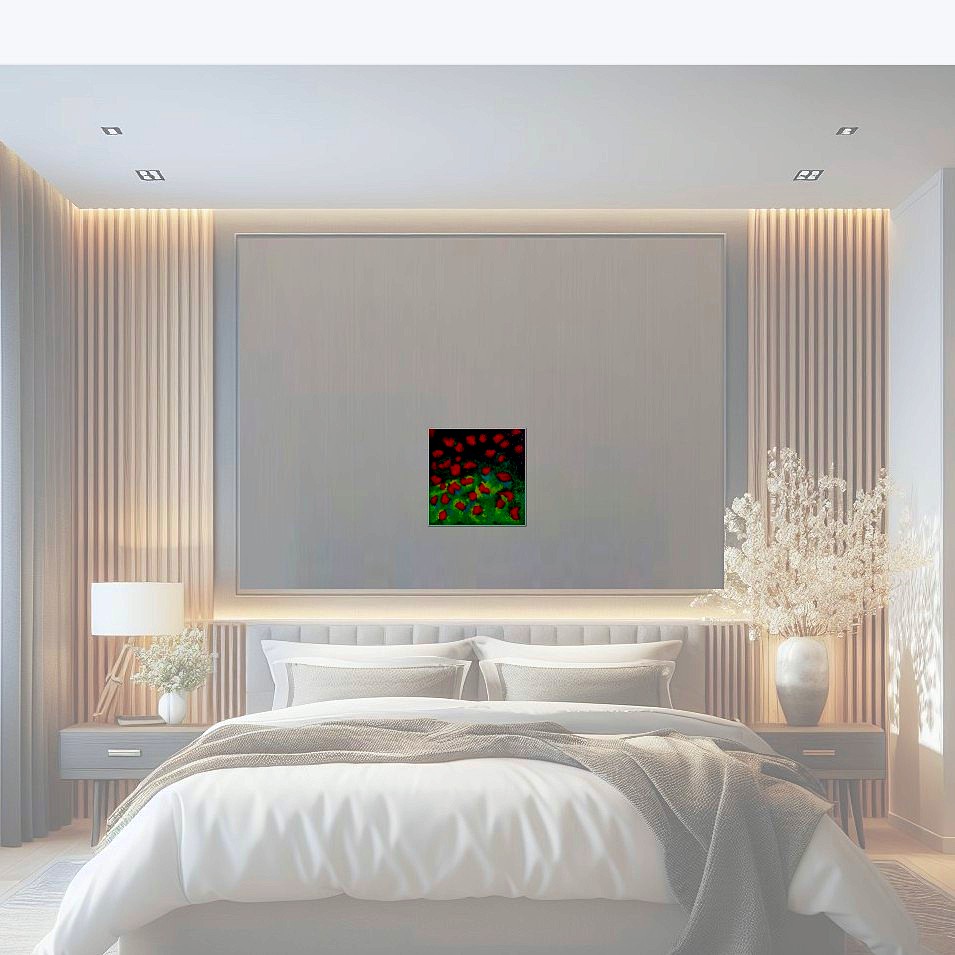 Painting titled 'Red flowers garden II' by Monica Fallini