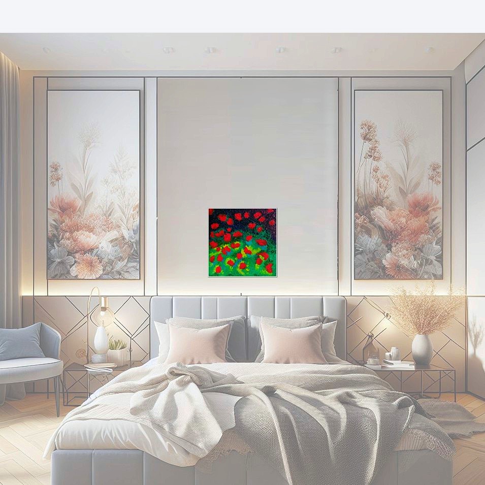 Painting titled 'Red flowers garden II' by Monica Fallini