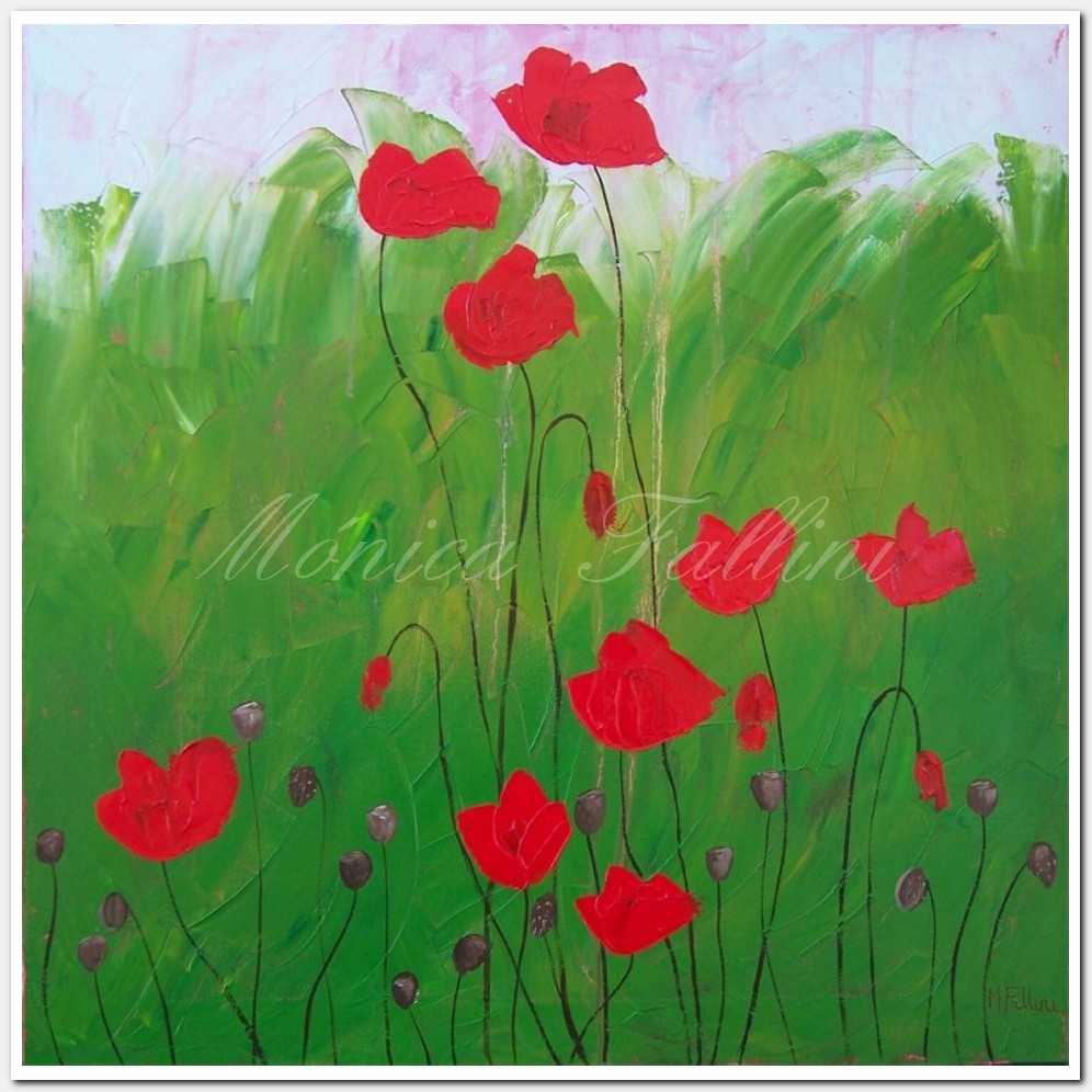 Painting titled 'Poppies in the garden' by Monica Fallini