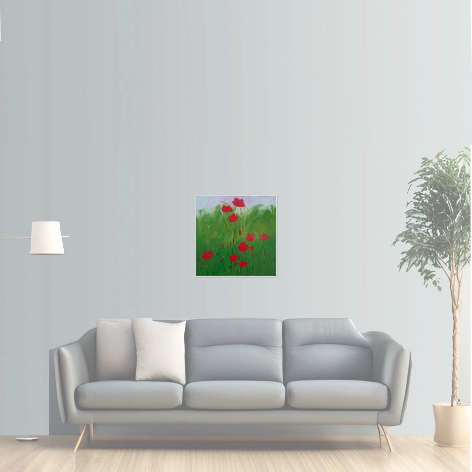 Painting titled 'Poppies in the garden' by Monica Fallini