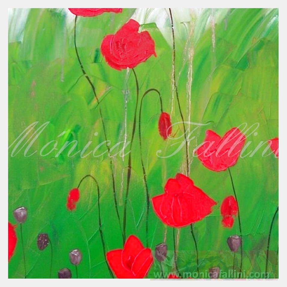 Painting titled 'Poppies in the garden' by Monica Fallini
