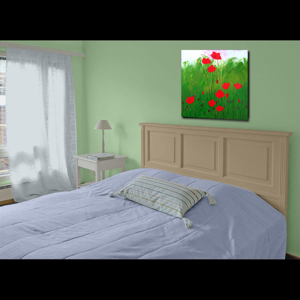 Painting titled 'Poppies in the garden' by Monica Fallini