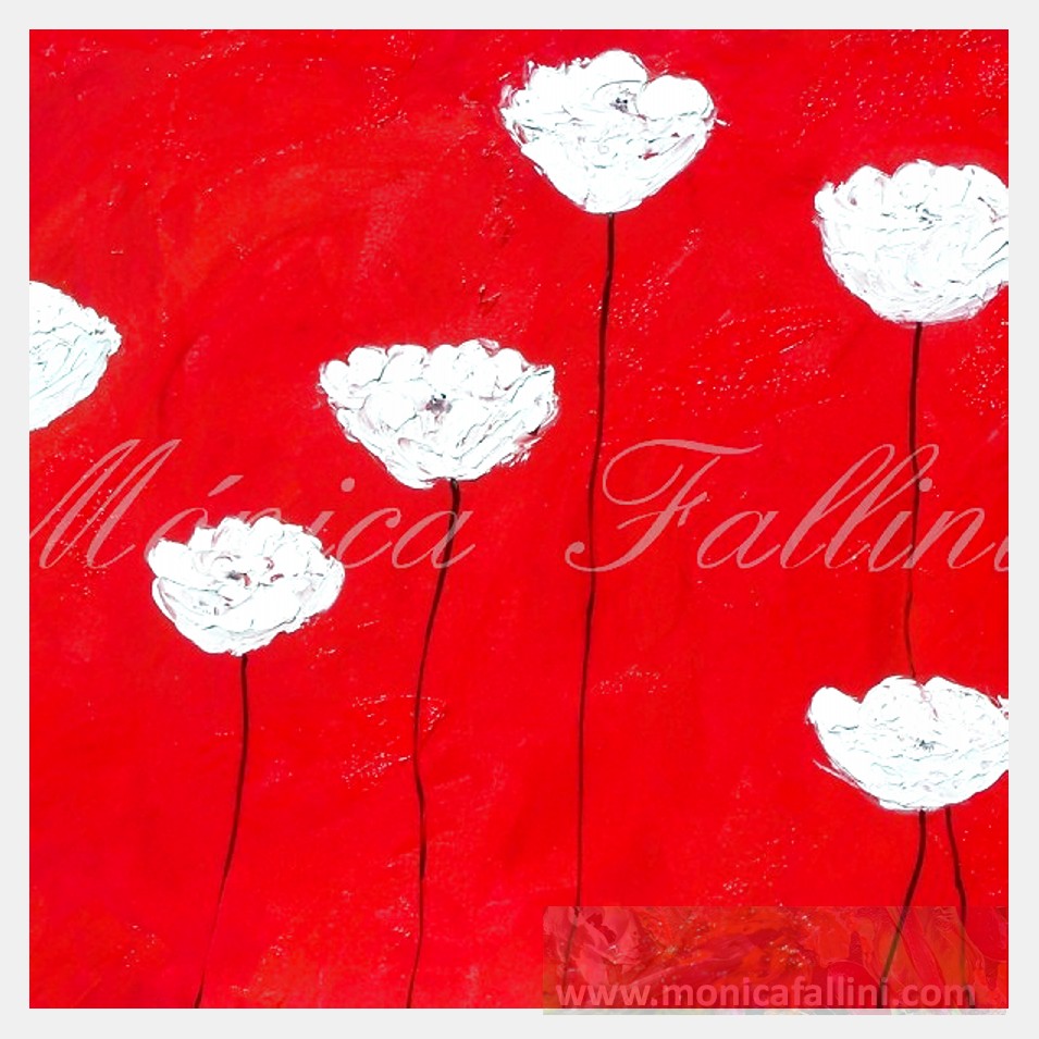 Painting titled 'White poppies II' by Monica Fallini