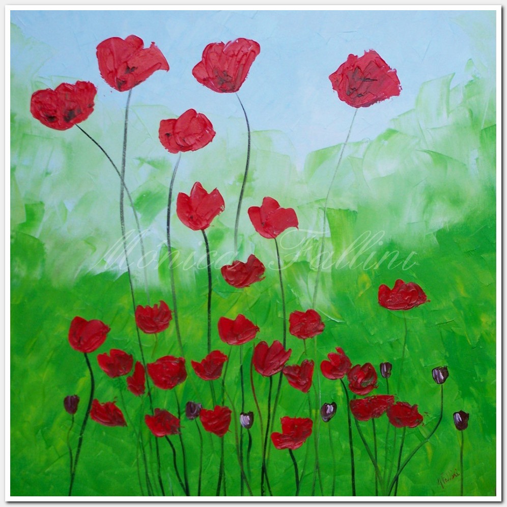 Painting titled 'A garden of Poppies dream' by Monica Fallini