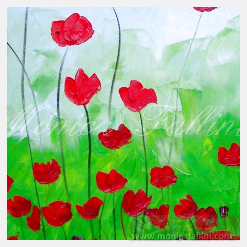 Painting titled 'A garden of Poppies dream' by Monica Fallini