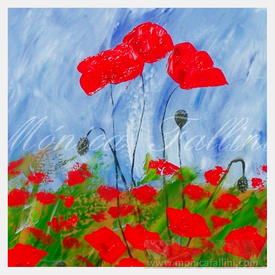 Painting titled 'A garden of Poppies dream' by Monica Fallini