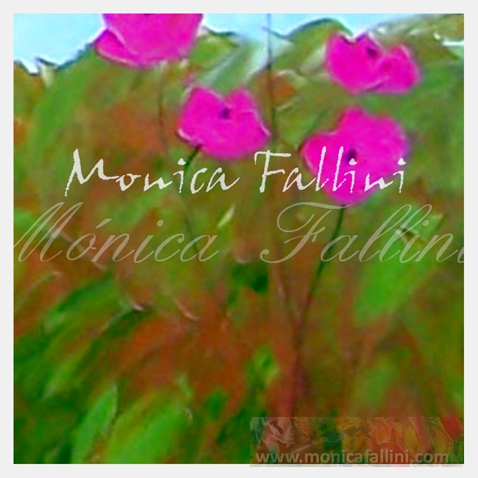 Painting titled 'Pink Poppies garden' by Monica Fallini