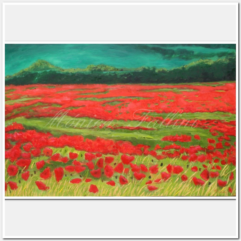 Painting titled 'Field of red Poppies' by Monica Fallini