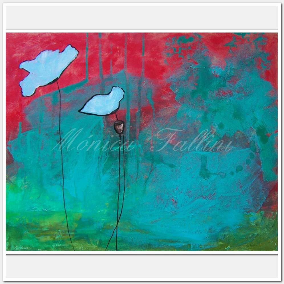 Painting titled 'Paper Poppies' by Monica Fallini