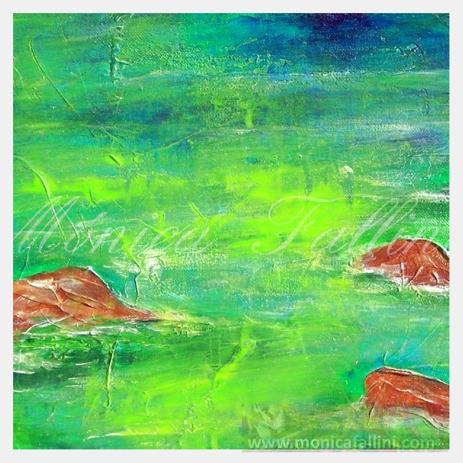 Painting titled 'Abstract seascape in acrylics' by Monica Fallini