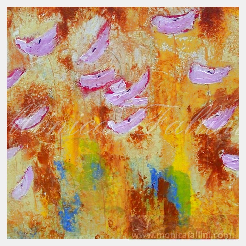 Painting titled 'Pink Poppies in a dream' by Monica Fallini