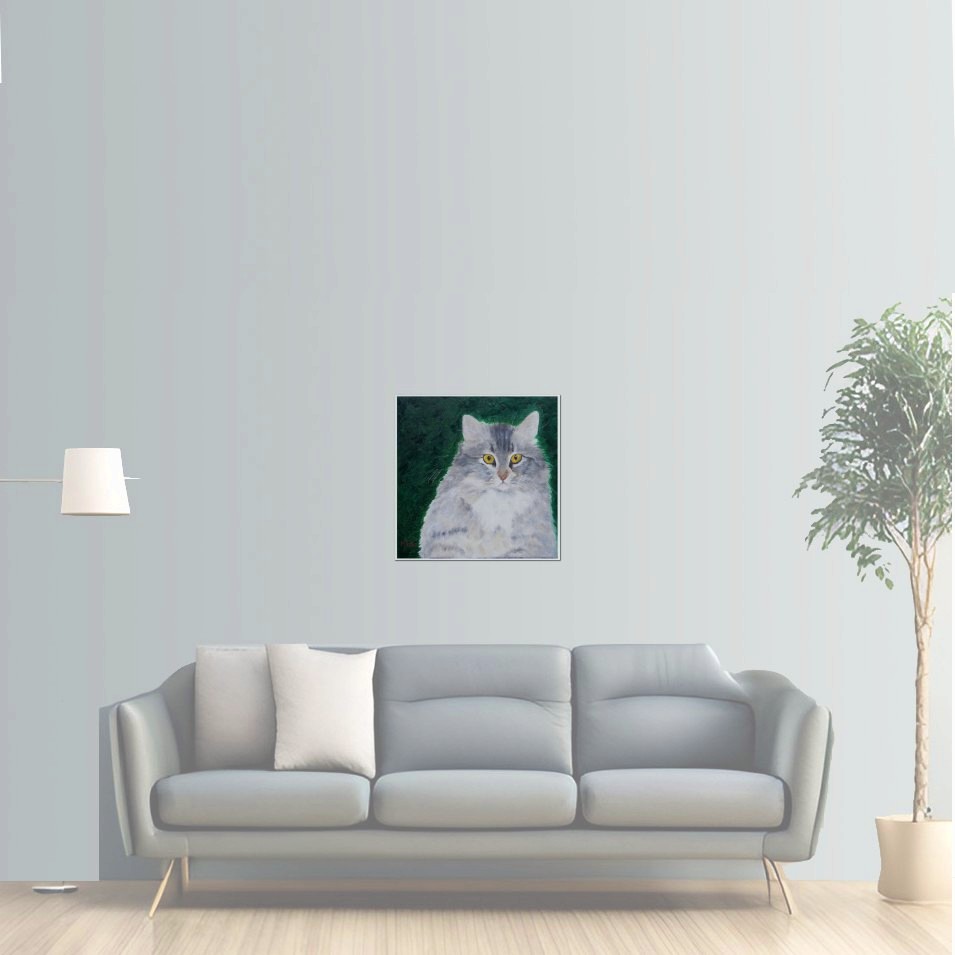 Painting titled 'Untitled. Cat portrait' by Monica Fallini