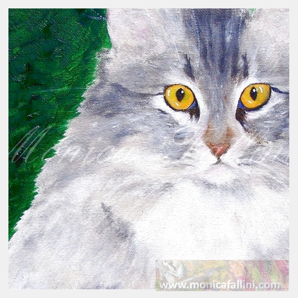 Painting titled 'Untitled. Cat portrait' by Monica Fallini