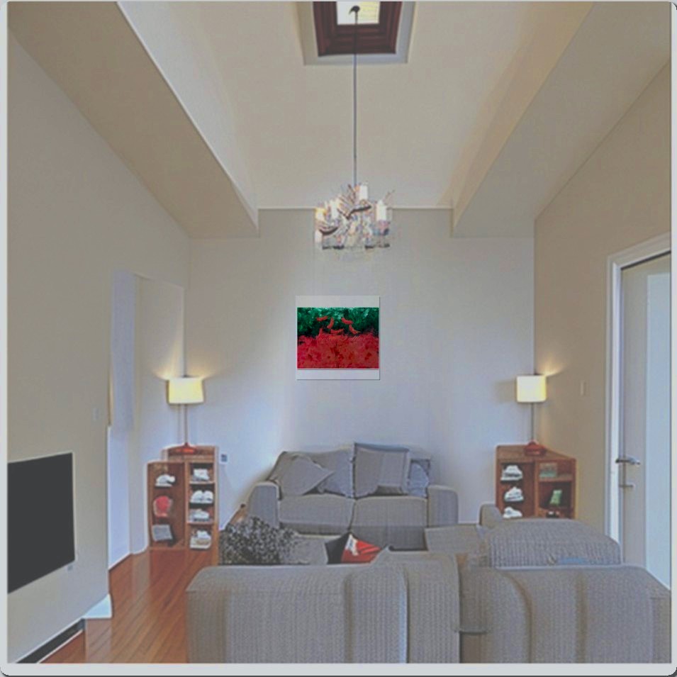 Painting titled 'Where two worlds collide I' by Monica Fallini