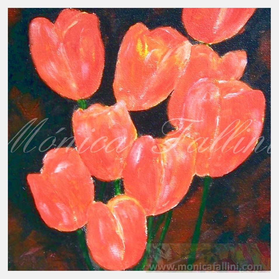 Painting titled 'Nine Tulips' by Monica Fallini