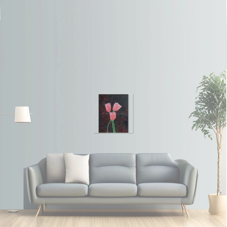 Painting titled 'Three pink Tulips' by Monica Fallini
