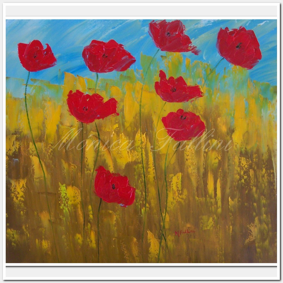 Painting titled 'Winter Poppies I' by Monica Fallini