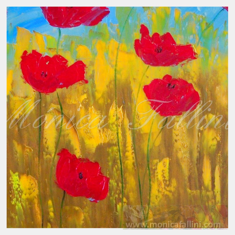 Painting titled 'Winter Poppies I' by Monica Fallini