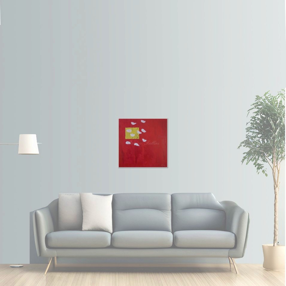 Painting titled 'White Poppies out of the window' by Monica Fallini