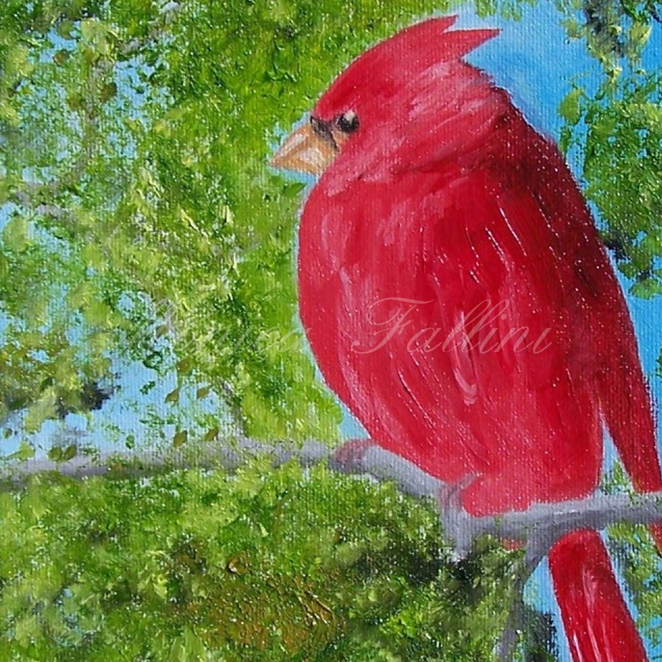 Painting titled 'Cardinal II' by Monica Fallini