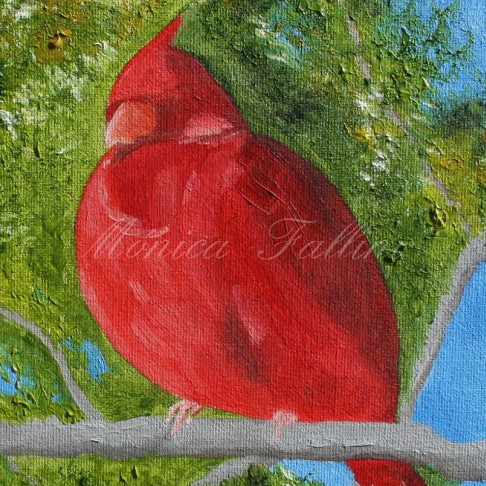 Painting titled 'Cardinal III' by Monica Fallini