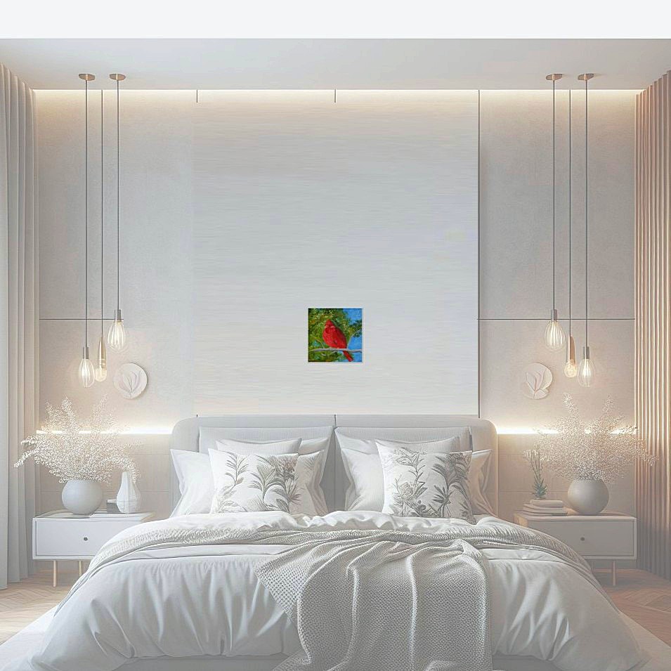 Painting titled 'Cardinal III' by Monica Fallini