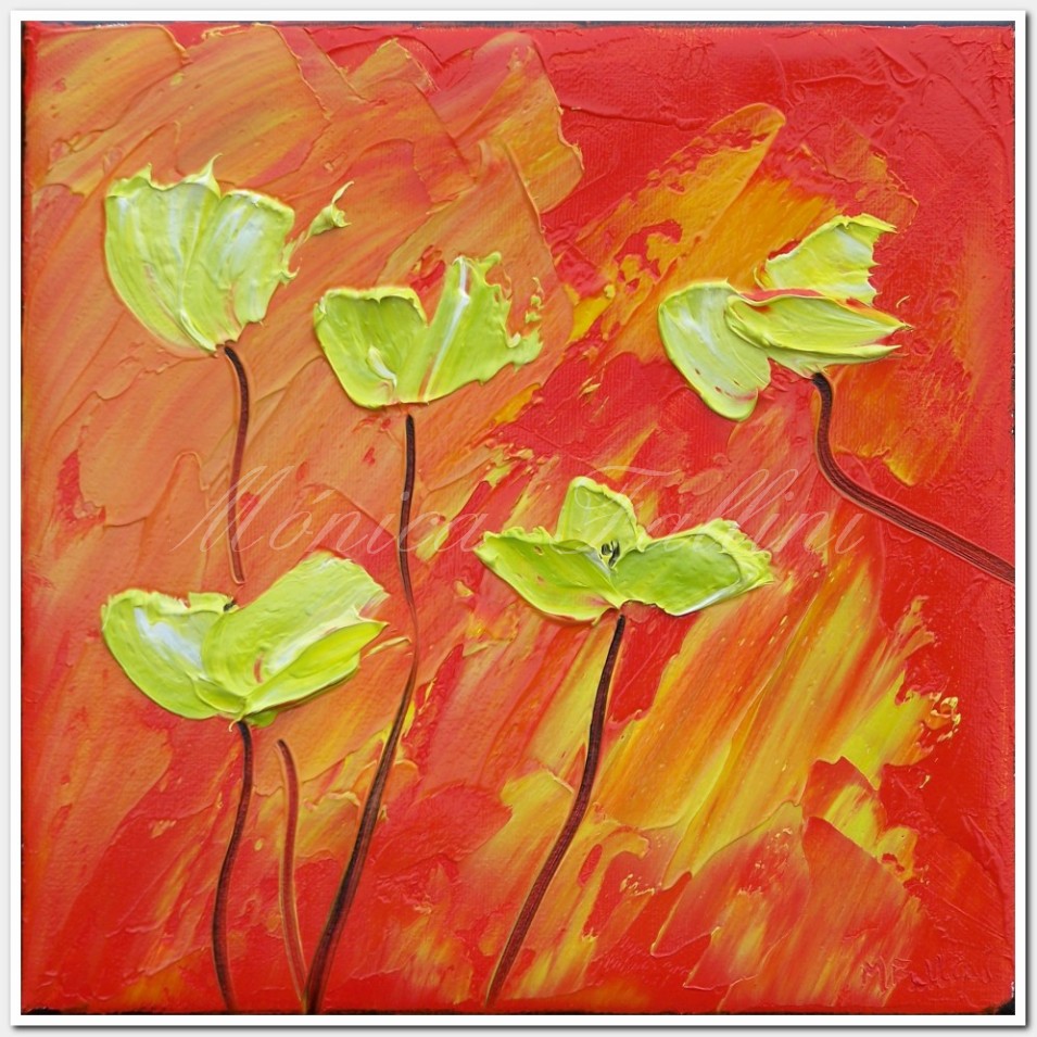 Painting titled 'Poppies...daily V' by Monica Fallini