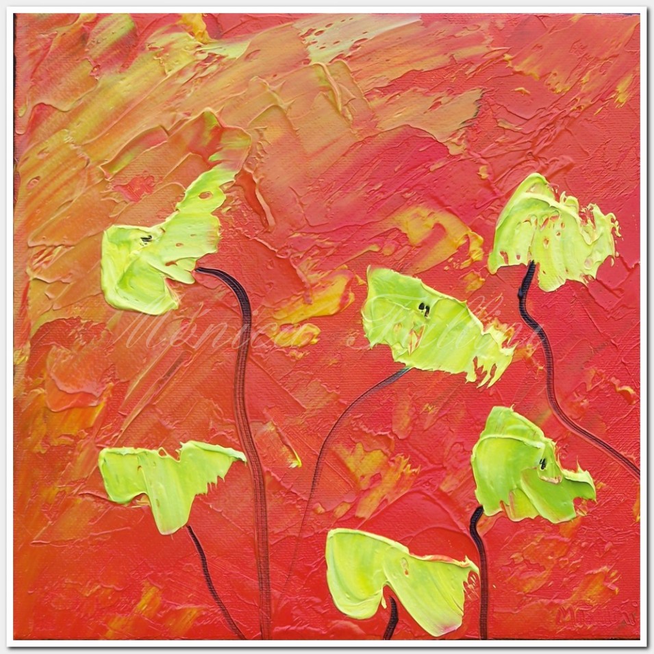 Painting titled 'Poppies...daily VI' by Monica Fallini