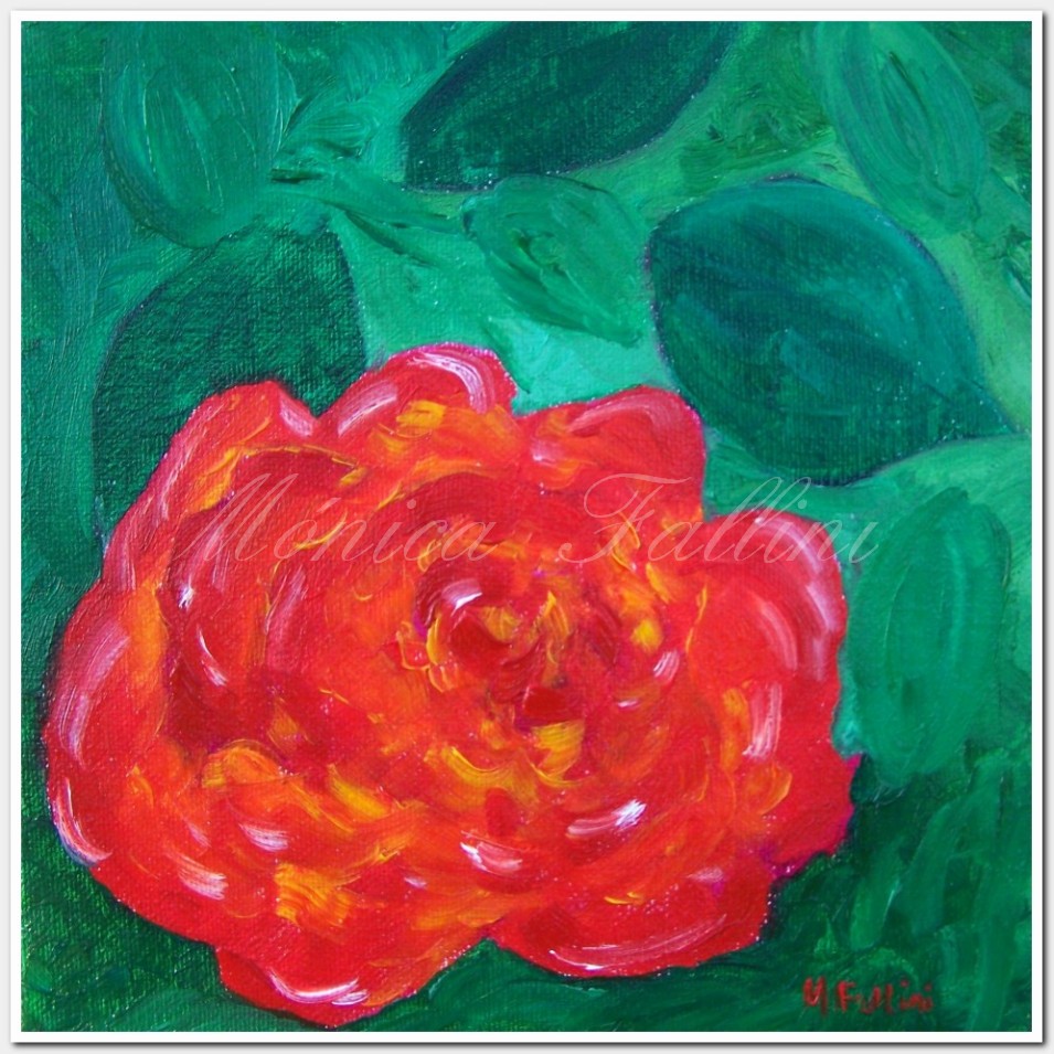 Painting titled 'A single Rose' by Monica Fallini