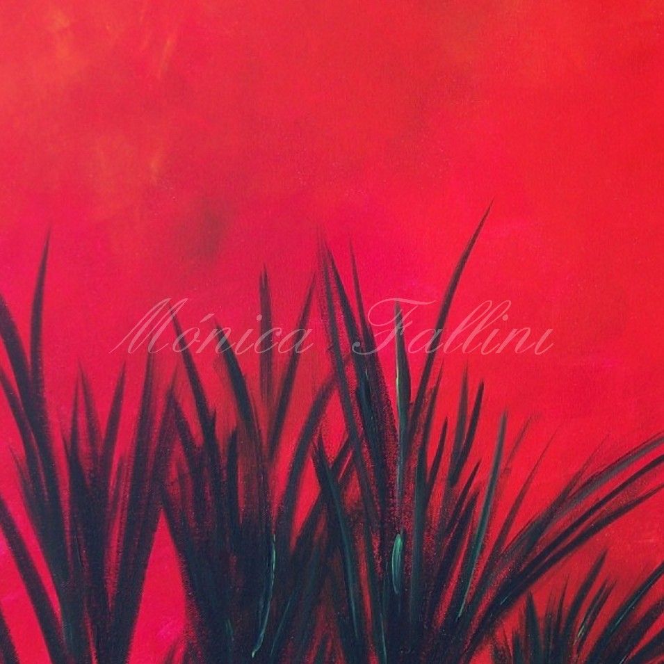 Painting titled 'Meeting at sunset' by Monica Fallini