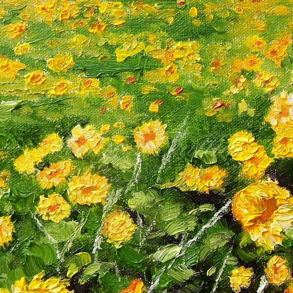 Painting titled 'Sunflowers field' by Monica Fallini
