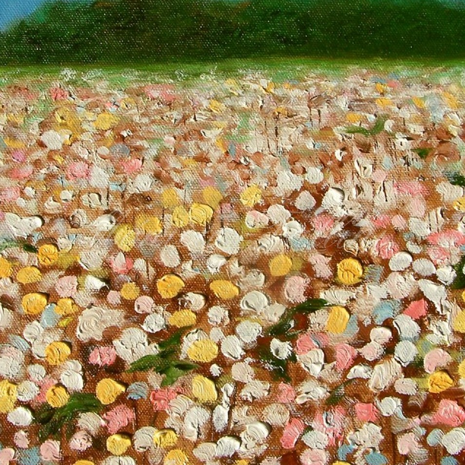 Painting titled 'Cotton fields. Louisiana' by Monica Fallini