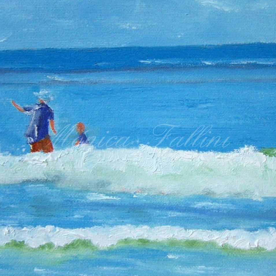 Painting titled 'Galveston # II, with grandpa' by Monica Fallini