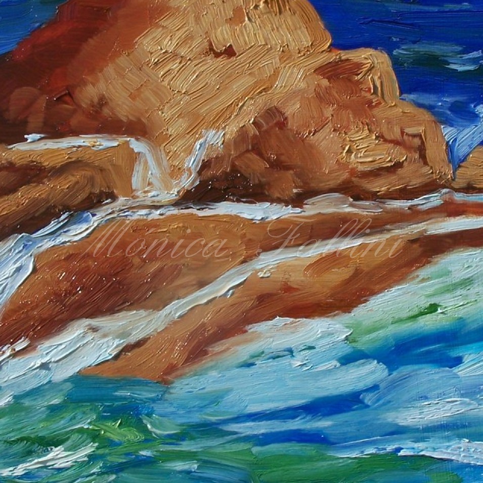 Painting titled 'Study of rocky coast' by Monica Fallini