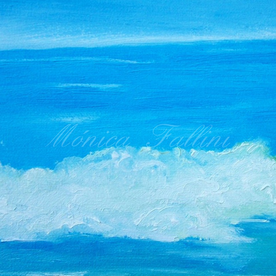 Painting titled 'Galveston # XII, bright horizon' by Monica Fallini