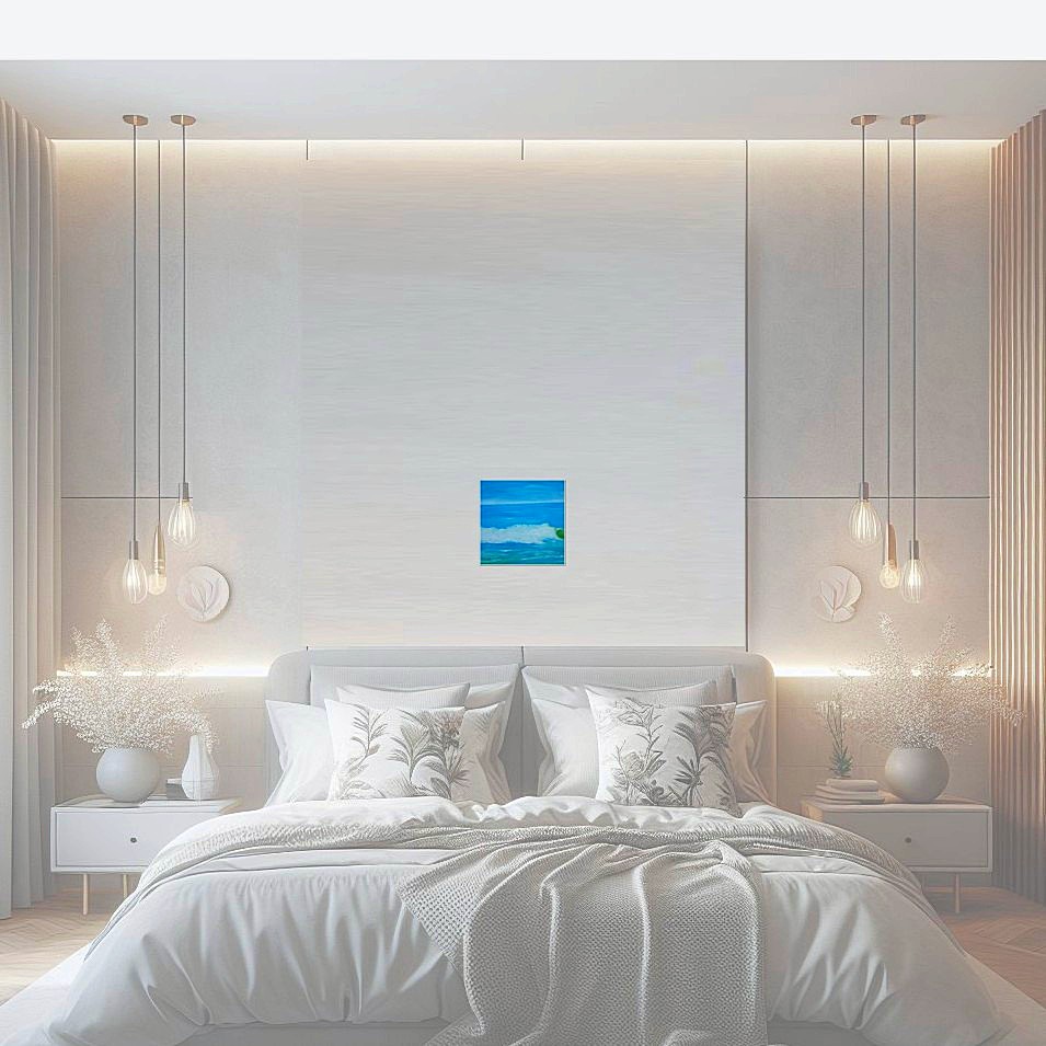 Painting titled 'Galveston # XII, bright horizon' by Monica Fallini