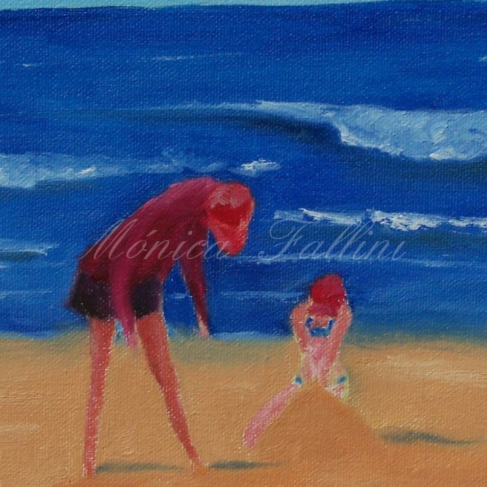 Painting titled 'Galveston # XIV, building castles' by Monica Fallini
