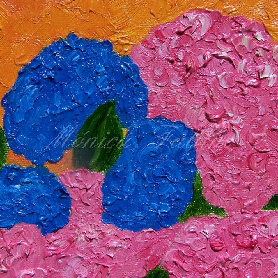 Painting titled 'Hydrangeas Melodies' by Monica Fallini