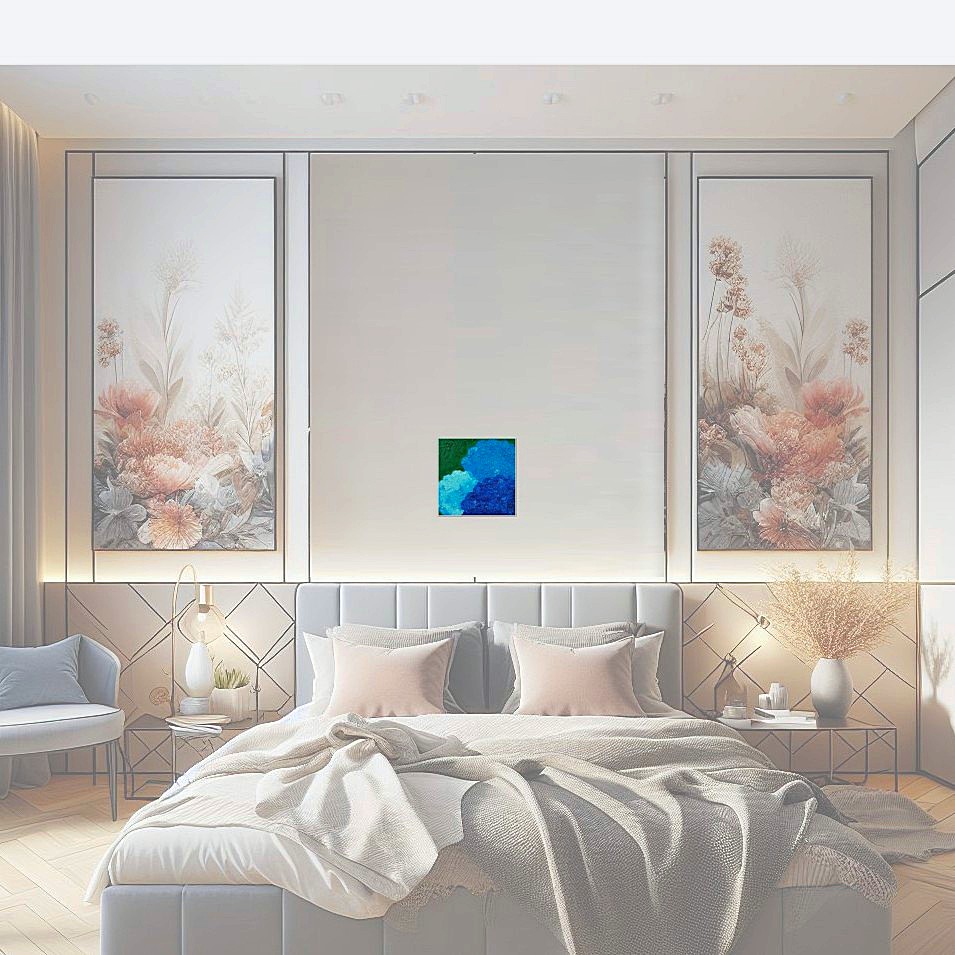 Painting titled 'Blue Hydrangeas' melodies.' by Monica Fallini