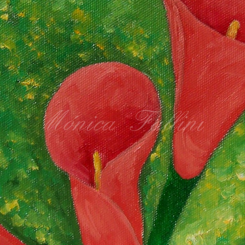 Painting titled '3 Calla Lilies' by Monica Fallini