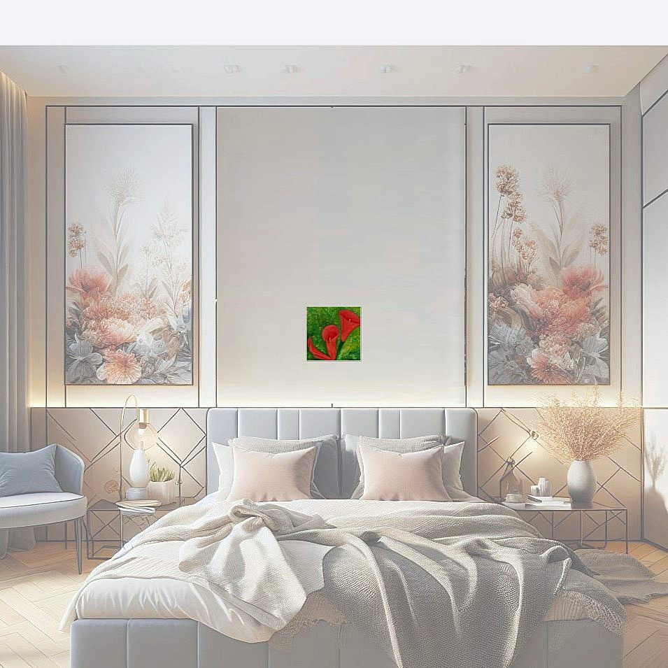 Painting titled '3 Calla Lilies' by Monica Fallini