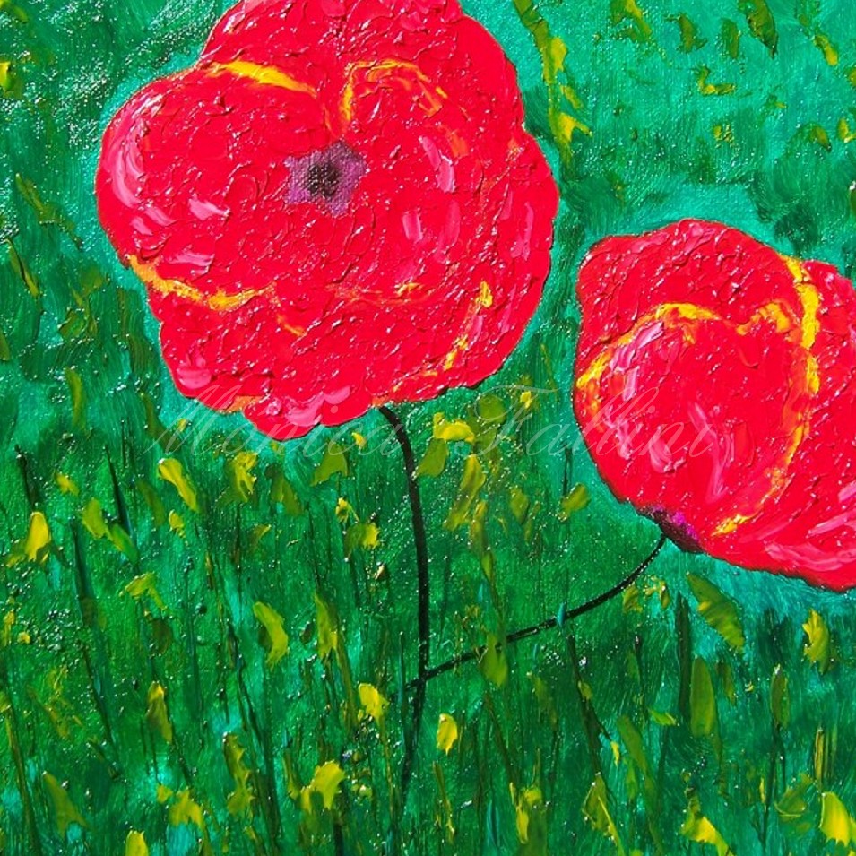 Painting titled 'Two red poppies' by Monica Fallini