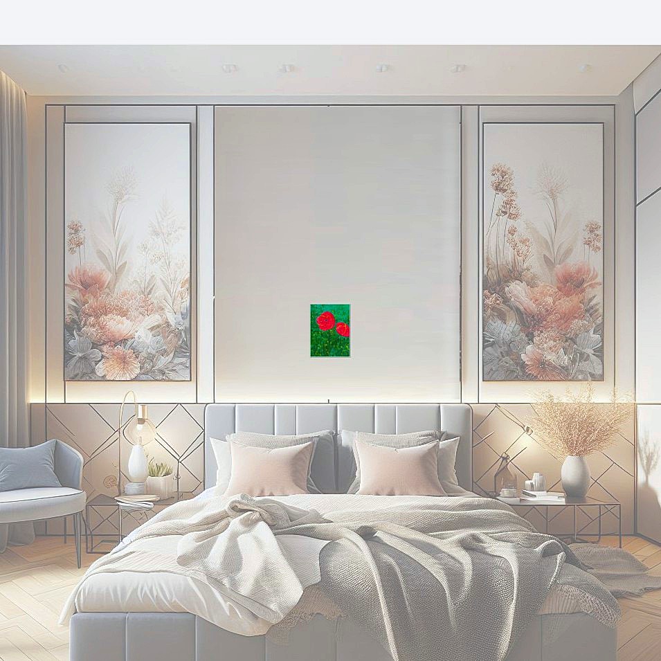 Painting titled 'Two red poppies' by Monica Fallini