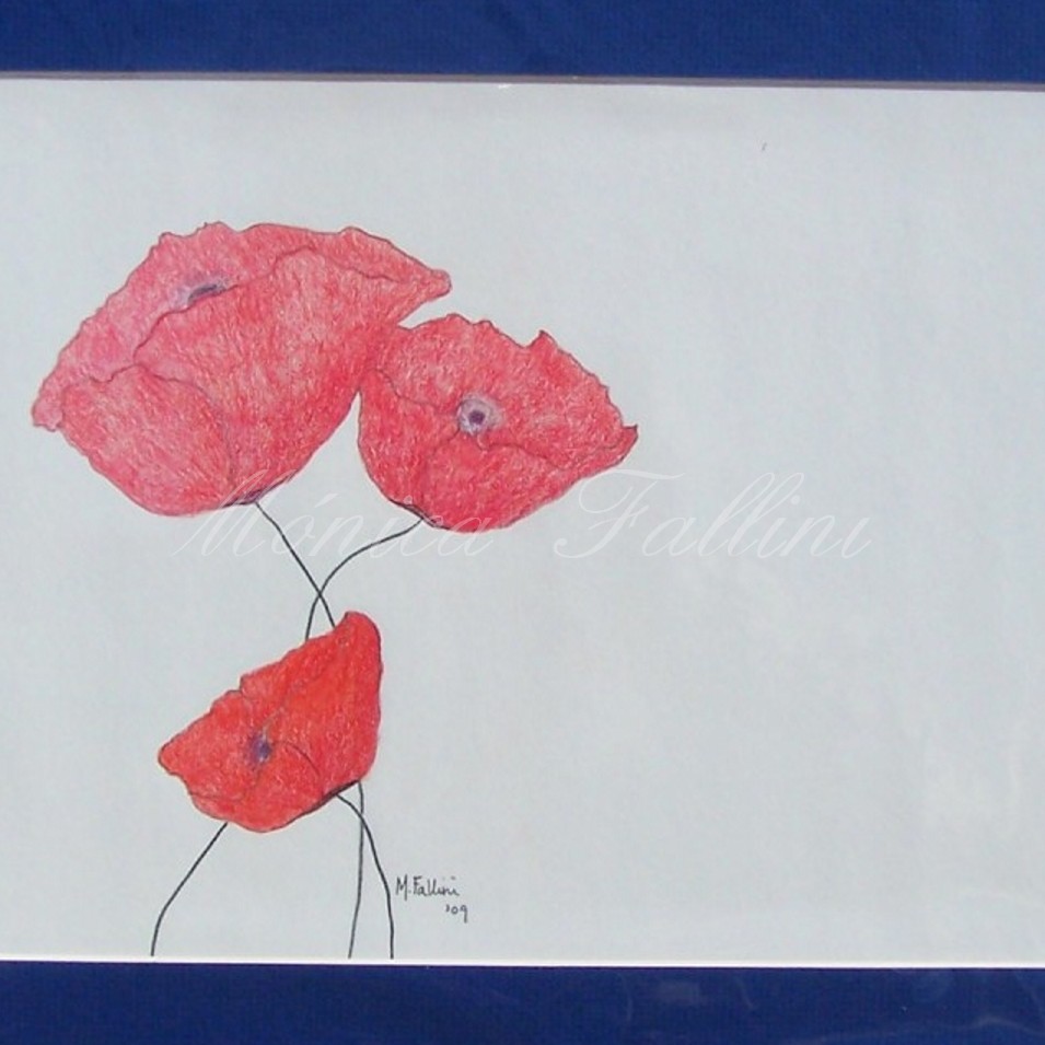 Painting titled 'Sketch of 3 poppies' by Monica Fallini