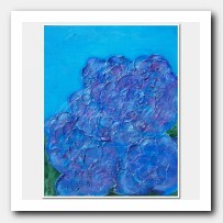 Blue Hydrangeas, sculpted painting.