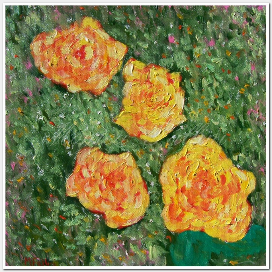 Painting titled 'A study or Roses' by Monica Fallini