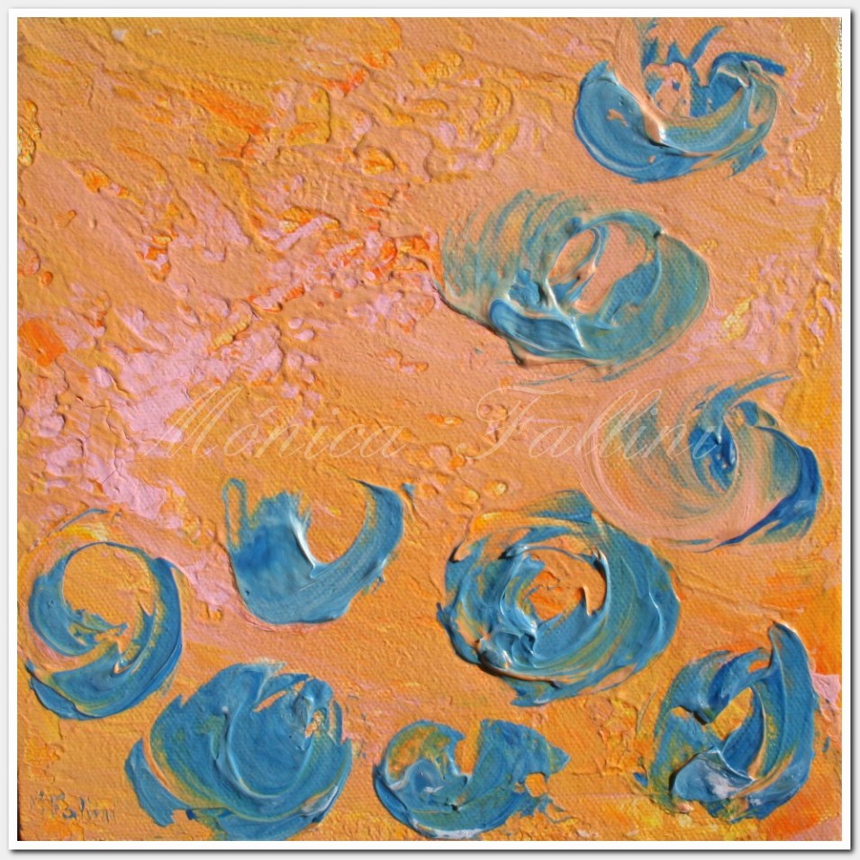 Painting titled 'Blue poppies' by Monica Fallini