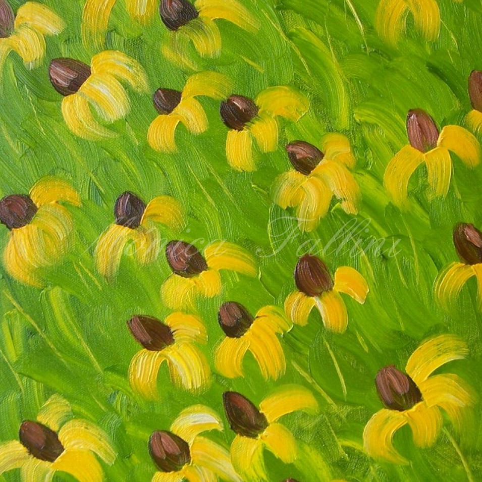 Painting titled 'Golden days, yellow flowers' by Monica Fallini