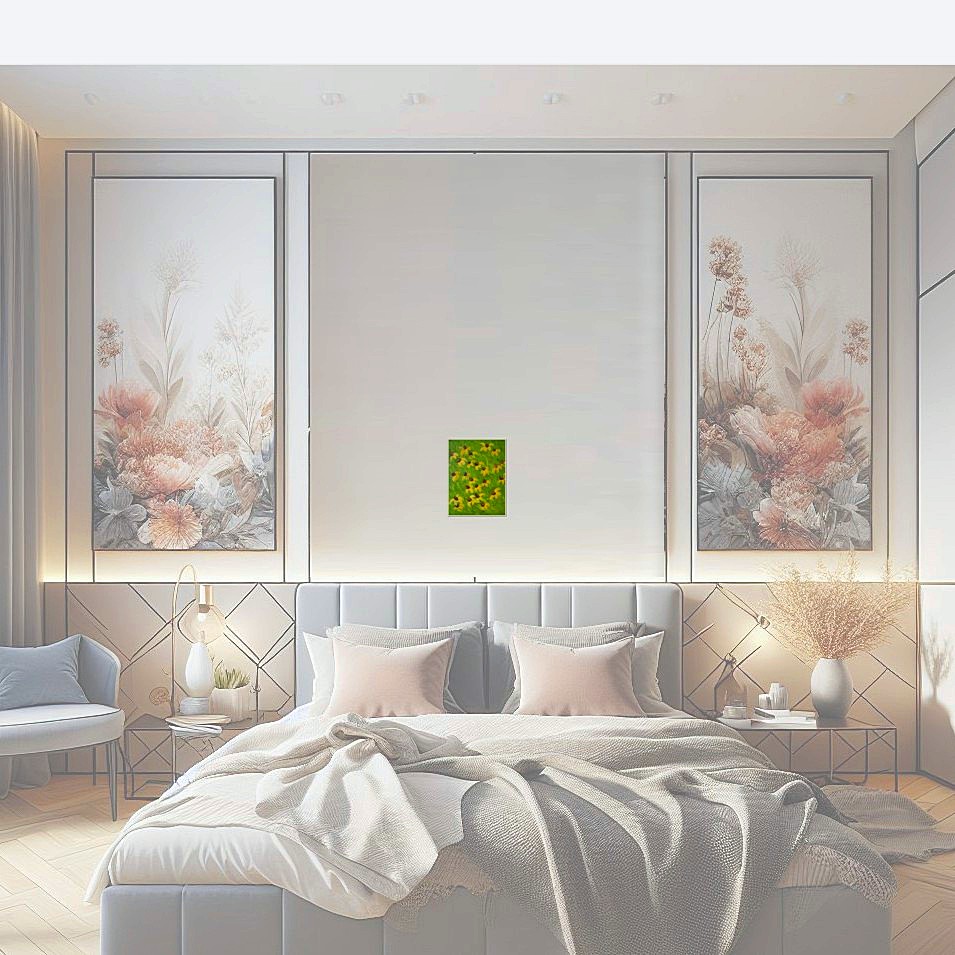 Painting titled 'Golden days, yellow flowers' by Monica Fallini