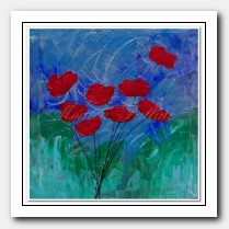 8 Poppies in a silver landscape